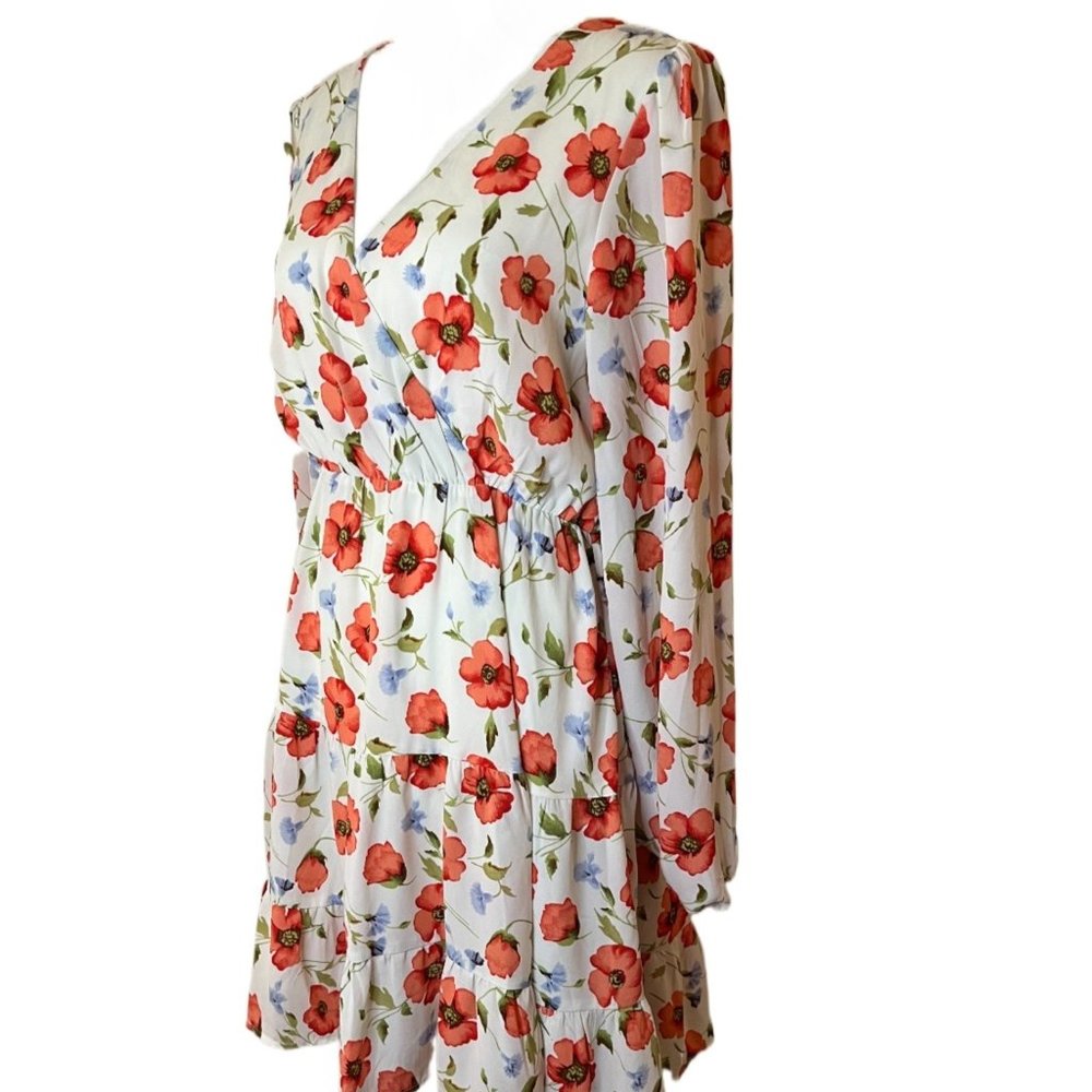 Forever 21 Floral Long Sleeve Tiered-Hem Mini Dress Size Medium - Picture 6 of 12